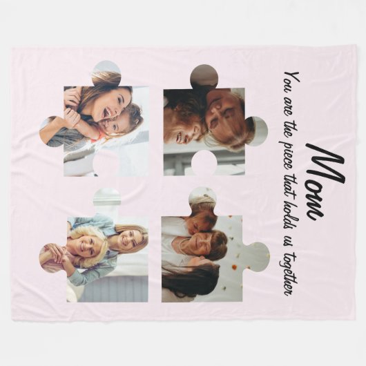 Moederdag Custom Gift voor Mam - 4 Foto Fleece Deken (Voorkant (Horizontaal))