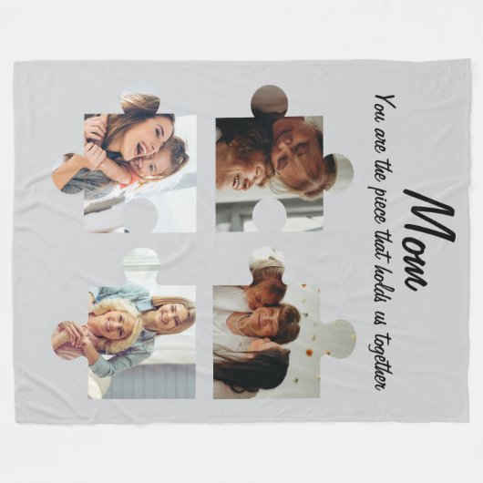Moederdag Custom Gift voor Mam - 4 Foto Fleece Deken (Voorkant (Horizontaal))