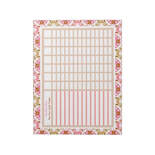 Moederdag Custom Pink New Year's Goals Tracker Notitieblok (Linkerzijde)