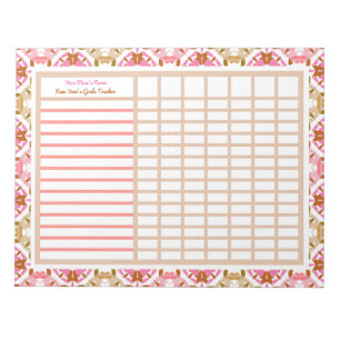 Moederdag Custom Pink New Year's Goals Tracker Notitieblok