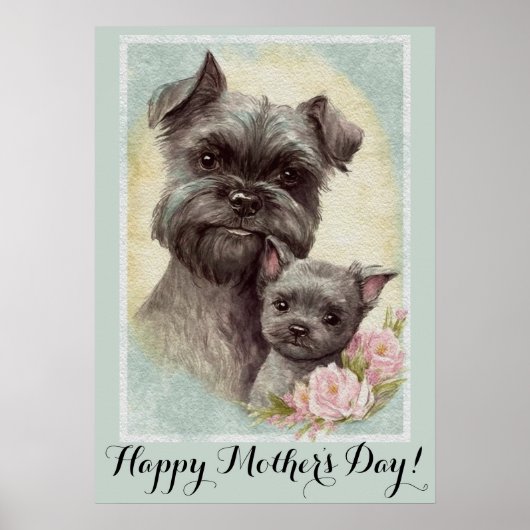 Moederdag Cute Affenpinscher Dog mama Poster (Voorkant)