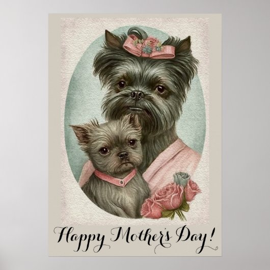 Moederdag Cute Affenpinscher Dog mama Poster (Voorkant)