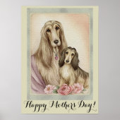 Moederdag Cute Afghan Hound Dog mama Poster (Voorkant)