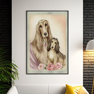 Moederdag Cute Afghan Hound Dog mama Poster