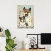Moederdag Cute Akita inu Dog Mama Poster (Thuiskantoor)