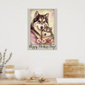 Moederdag Cute Alaskan Malamute Dog Mam Poster (Keuken)