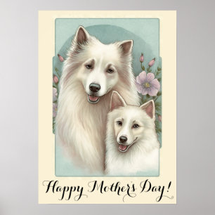 Moederdag Cute American Eskimo Dog mama Poster