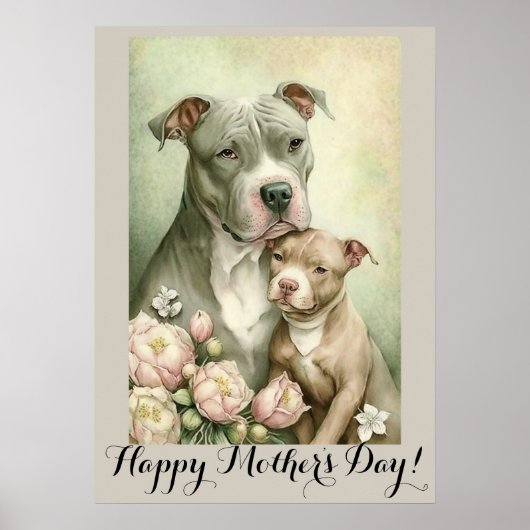 Moederdag Cute American Pit Bullterier Dog mama Poster (Voorkant)