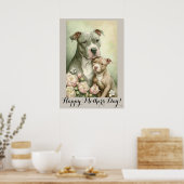 Moederdag Cute American Pit Bullterier Dog mama Poster (Keuken)