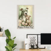 Moederdag Cute American Pit Bullterier Dog mama Poster (Thuiskantoor)