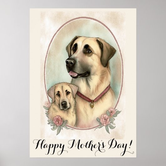 Moederdag Cute Anatolian Shepherd Dog mama Poster (Voorkant)