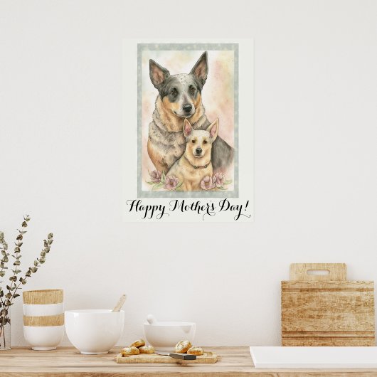 Moederdag Cute Australian Cattle Dog mama Poster (Keuken)