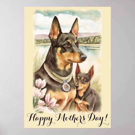 Moederdag Cute Australian Kelpie Dog mama Poster (Voorkant)