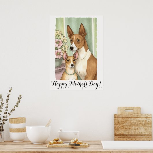 Moederdag Cute Basenji Dog mama Poster (Keuken)