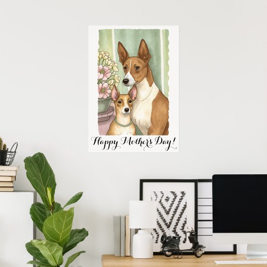 Moederdag Cute Basenji Dog mama Poster (Thuiskantoor)