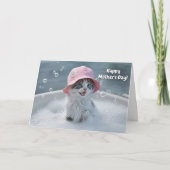 Moederdag Cute en Leuke Kat Bubbelbad Kaart (Voorkant)