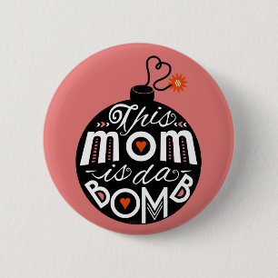 moederdag Cute Ma da Bomb Modern Typografie Ronde Button 5,7 Cm