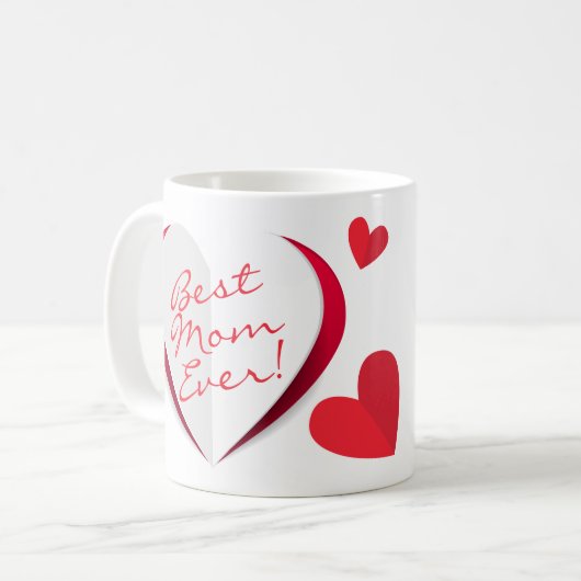 Moederdag Cute Modern Hearts Script Mok (Voorkant links)