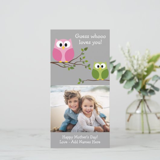 Moederdag - Cute Owls - Wie houdt van u (Staand voorkant)