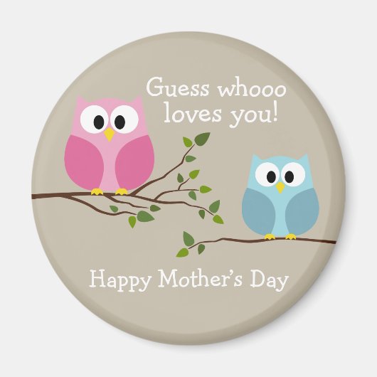 Moederdag - Cute Owls - Wie houdt van u Magneet (Voorkant)