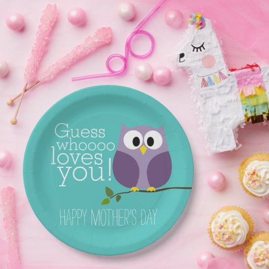 Moederdag - Cute Owls - Wie houdt van u Papieren Bordje (Feest)