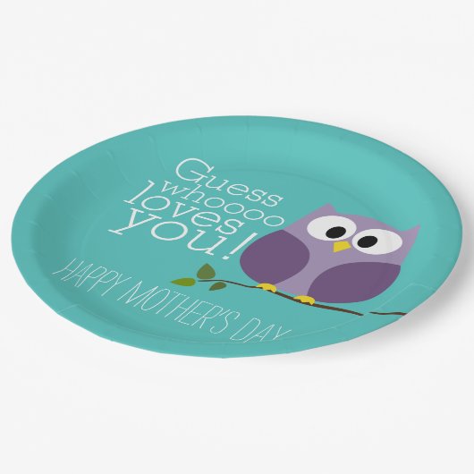 Moederdag - Cute Owls - Wie houdt van u Papieren Bordje (Gekanteld)