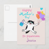 Moederdag Cute Tuxedo Kat Colorful Balloons Briefkaart (Voorkant / Achterkant)