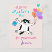 Moederdag Cute Tuxedo Kat Colorful Balloons Briefkaart (Voorkant)
