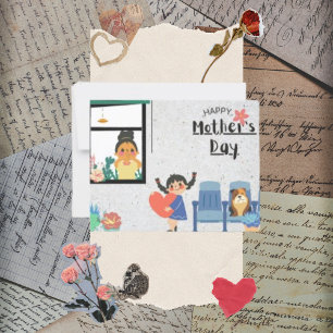Moederdag Cute Vintage Fotokaart Kaart