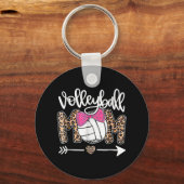 Moederdag Cute Volleyball Ma Leopard Fun Ball Sleutelhanger (Voorkant)