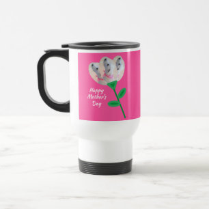 Moederdag Cute White Puppy Dog Flower Hot Pink Reisbeker
