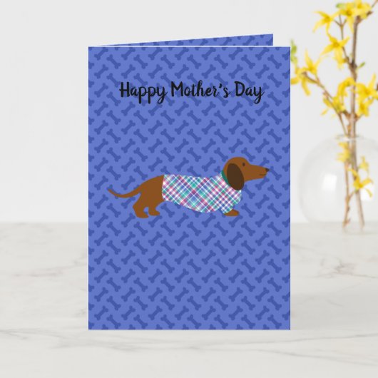 Moederdag Dachshund Card Kaart (Gele Bloem)