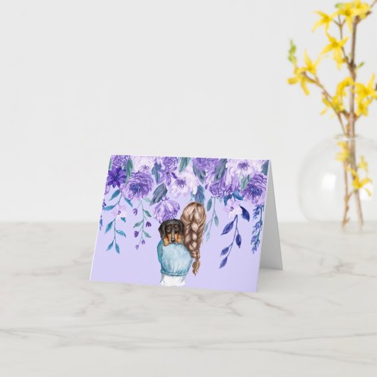 Moederdag Dachshund kaart van dochter (Gele Bloem)