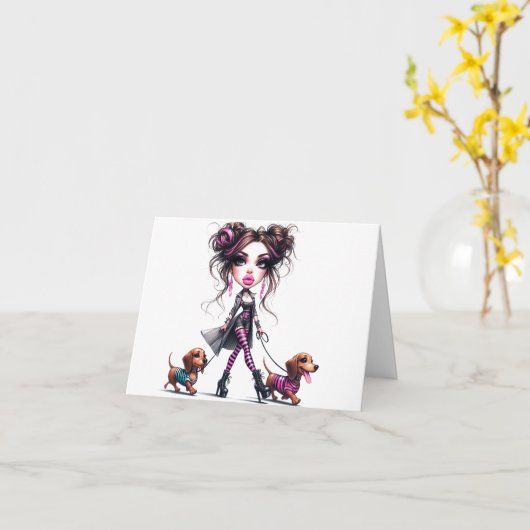 Moederdag Dachshund Moeder Kaart (Gele Bloem)