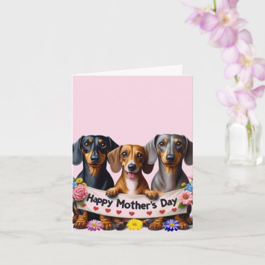 Moederdag Dachshund Van Ons  Kaart (Orchidee)