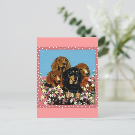 Moederdag Dachshunds Briefkaart (Staand voorkant)