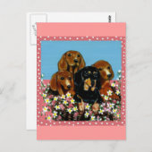 Moederdag Dachshunds Briefkaart (Voorkant / Achterkant)