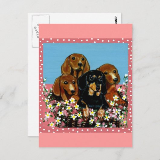 Moederdag Dachshunds Briefkaart (Voorkant / Achterkant)