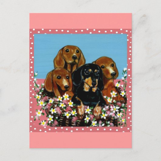 Moederdag Dachshunds Briefkaart (Voorkant)