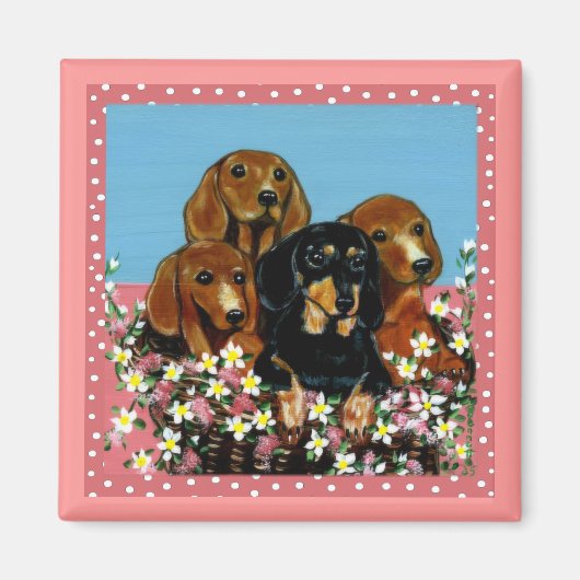 Moederdag Dachshunds Magneet (Voorkant)