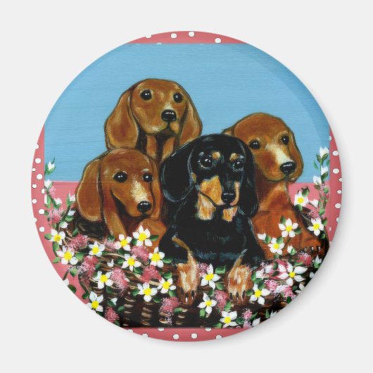 Moederdag Dachshunds Magneet (Voorkant)