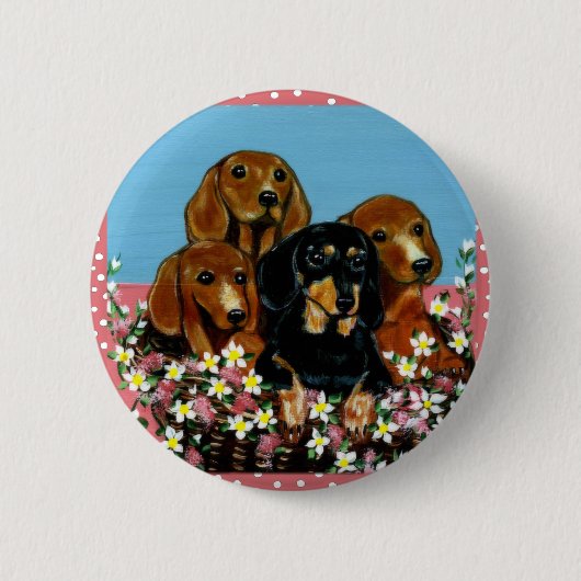Moederdag Dachshunds Ronde Button 5,7 Cm (Voorkant)