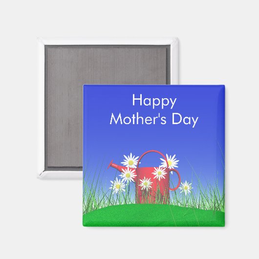 Moederdag Daisies and Watering Can Magneet (Voorkant / Achterkant)