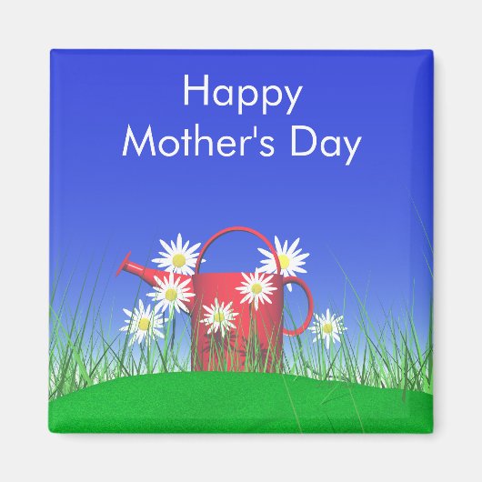 Moederdag Daisies and Watering Can Magneet (Voorkant)