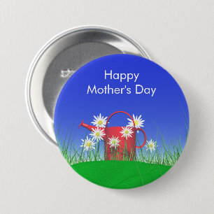 Moederdag Daisies and Watering Can Ronde Button 7,6 Cm