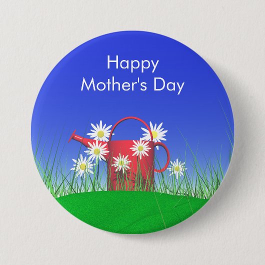 Moederdag Daisies and Watering Can Ronde Button 7,6 Cm (Voorkant)