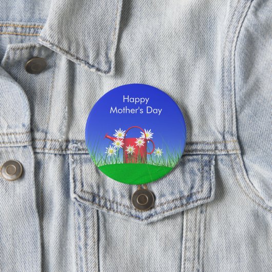 Moederdag Daisies and Watering Can Ronde Button 7,6 Cm (In situ)