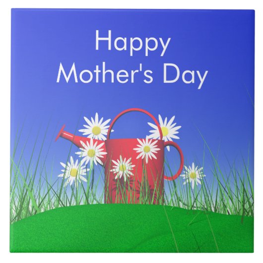 Moederdag Daisies and Watering Can Tegeltje (Voorkant)