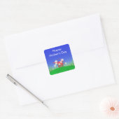 Moederdag Daisies and Watering Can Vierkante Sticker (Envelop)
