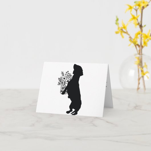 MOEDERDAG DAKSHOND SILHOUET KAART (Gele Bloem)